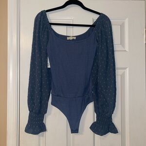 Bodysuit with Swiss dot sleeves